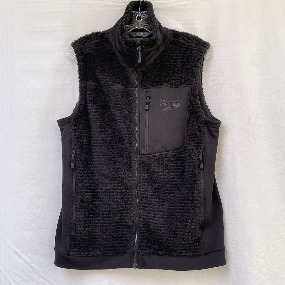Mountain Hardwear Fleece Soft Shell Hybrid‎ Full Zip Vest Black Womens Medium